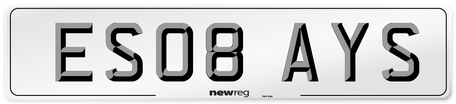 ES08 AYS Number Plate from New Reg